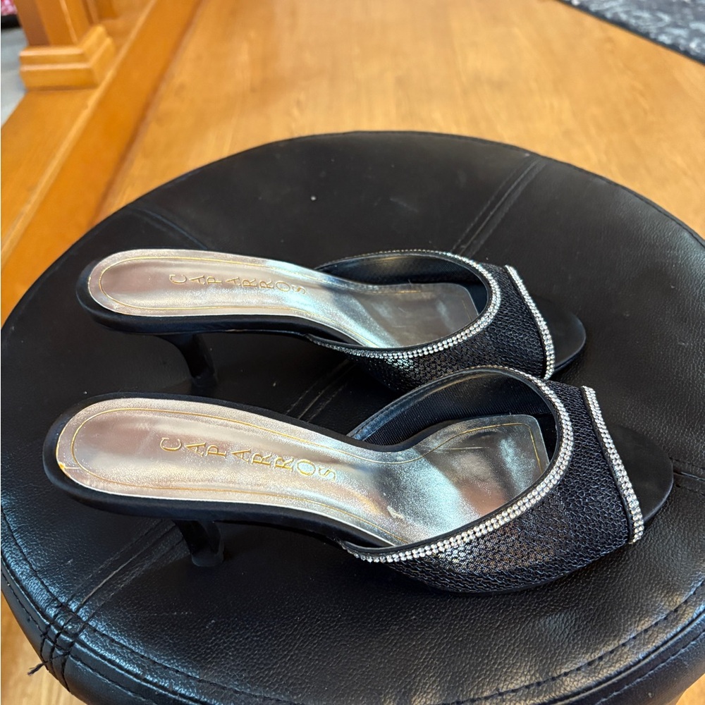 Caparros black bejeweled kitten heels -size 8B